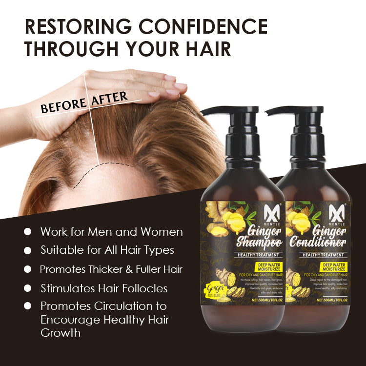 MX Gentle Ginger Shampoo & Conditioner Set – Deep Water Moisturize & Healthy Hair Treatment