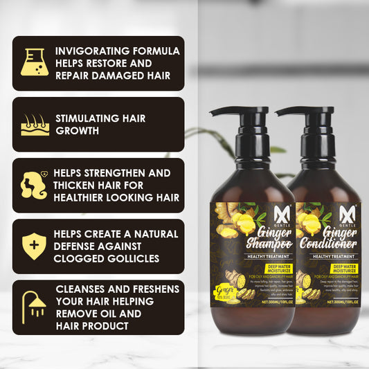 MX Gentle Ginger Shampoo & Conditioner Set – Deep Water Moisturize & Healthy Hair Treatment