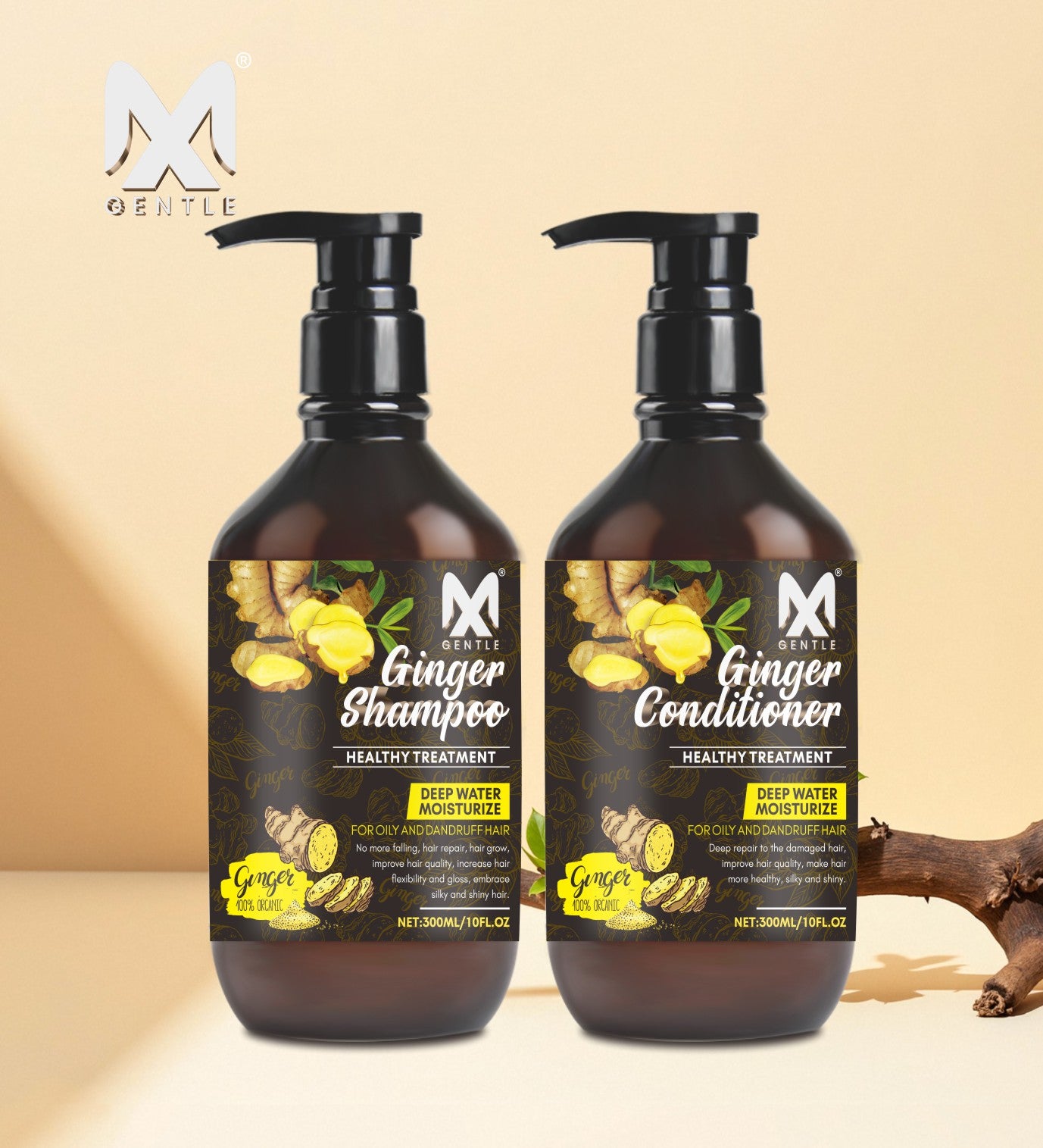 MX Gentle Ginger Shampoo & Conditioner Set – Deep Water Moisturize & Healthy Hair Treatment