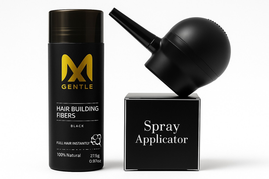 MX Gentle Hair Building Fibers Kit – Instant Full Hair & Spray Applicator (Black)